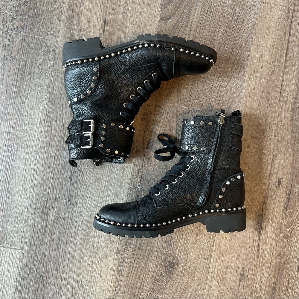 Sam Edelman Black Studded Combat Boots